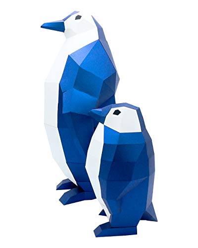 Oh Glam Home Kit DIY Familia de Pingüinos (Grande y Pequeño) Papercraft Kit Trofeo de Pared cartón 3D Escultura Origami 3D Puzzle 3D PRECORTADO