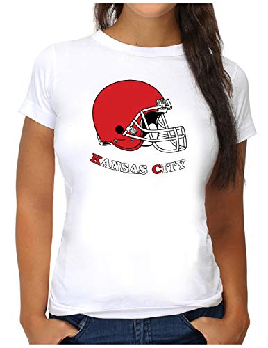 OM3® Kansas City Football - Camiseta de fútbol americano para mujer (tallas S - 4XL) Blanco S