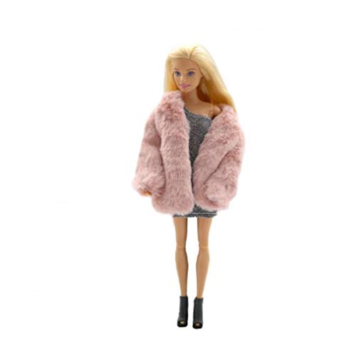 OMMO LEBEINDR Capa De La Manera Felpa Capa Rompevientos Ropa Casual Traje Accesorios De Los Juguetes para El Juguete Divertido Rosa Muñeca Barbie 29cm