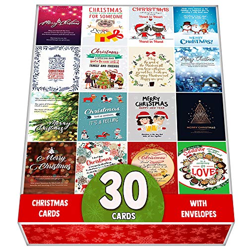 Pack De 30 Tarjetas De Felicitación De Navidad Surtidas, Postales Diseñadas Con Una Hermosa Mezcla De Citas De Navidad, Gran Selección