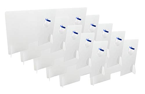 Pack de Diez (10) Mamparas Protectoras para Mostrador | Tamaño 80 cms de ancho por 60 cms de alto, 3 mm de grosor, ventana de 15 x 26 cm | Metacrilato | Color transparente
