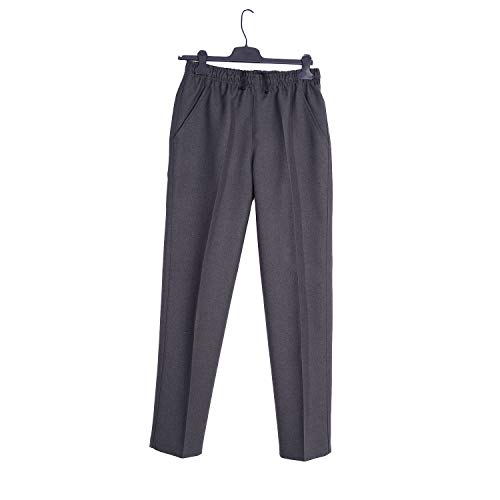 Pantalón Adaptado Hombre - Tallas Grandes - Pantalon Vestir con Goma en la Cintura - Invierno (Gris, 2XL)