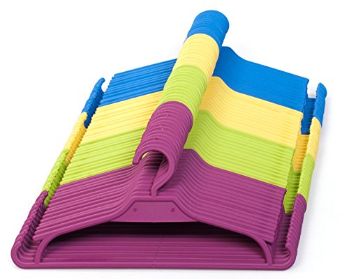 Perchas infantiles, juego de 25 unidades de perchas para armarios infantiles. (Púrpura/Rosa)