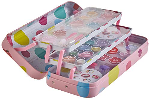 POP GIRL Color Tin - Estuche de Maquillaje - Set de Maquillaje para Niñas - Juguetes Niñas - Selección de Productos Seguros en un Estuche con 3 Pisos