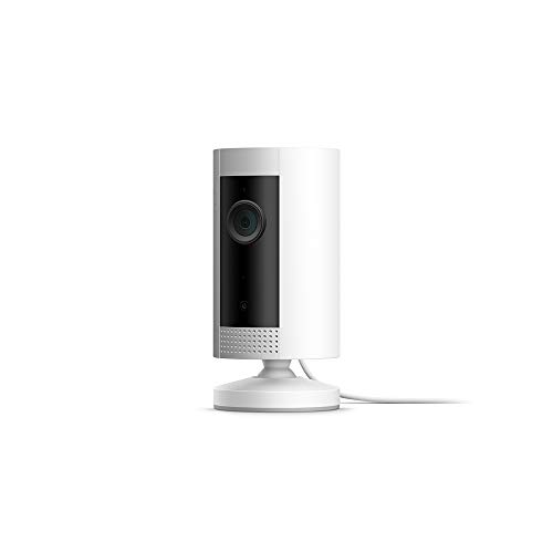 Presentamos la Ring Indoor Cam, una cámara de seguridad compacta, alimentación por cable, HD, comunicación bidireccional, compatible con Alexa | Incluye 30 días gratis del plan Ring Protect | Blanco