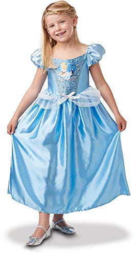 Princesas Disney - Disfraz de Cenicienta con lentejuelas para niña, infantil 5-6 años (Rubie's 641020-M)