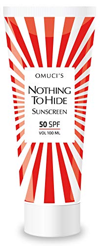 Protector solar respetuoso con el medio ambiente Nothing To Hide de Omuci’s. Apto para veganos, ingredientes naturales. Protección UVA + UVB. (50 SPF, 100ml)