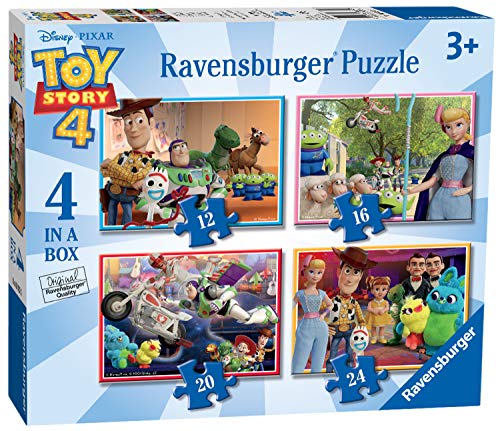 Ravensburger-6833 Ravensburger Disney Pixar Toy Story 4, 4 en una Caja (12, 16, 20, 24 Piezas) Rompecabezas, Multicolor (6833)