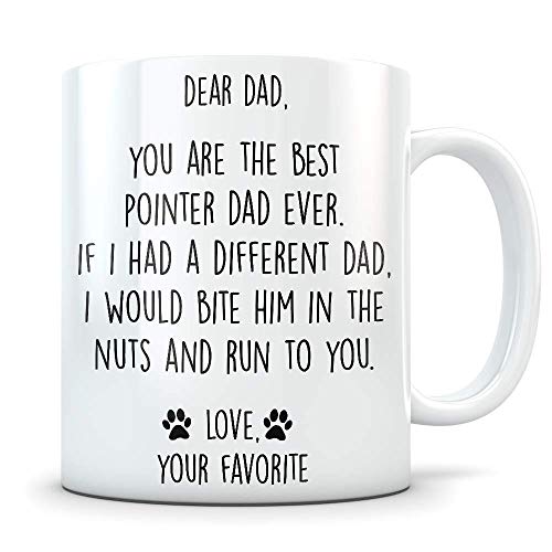 Regalo divertido de puntero para hombres - Gran taza de papá con puntero para amantes de los perros de hombre o niño - La mejor taza de café para mascotas para propietarios de Furbaby ingleses, aleman