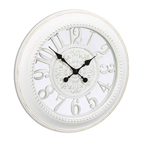 Relaxdays Reloj de Pared Vintage XXL, Plástico, Blanco, 56x56x6 cm