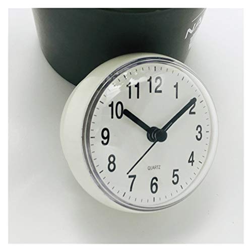 Reloj de Pared Mini retoño Reloj de Pared baño Anti-Niebla Impermeable 7 cm Cocina Inodoro pequeño Cuadro de Cuarzo Reloj (Color : White)