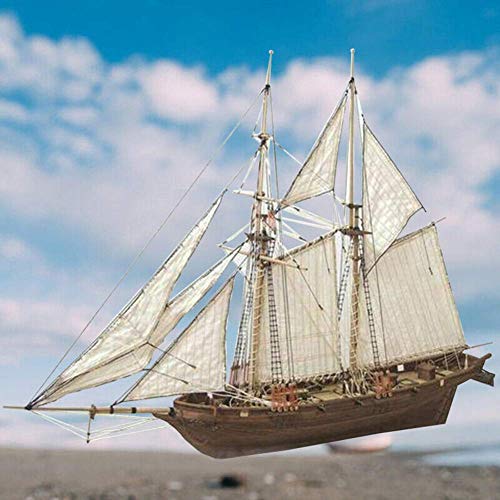 Rongchuang Modelo de Vela Ensamblado de Madera 1/100, Modelo de Barco de Vela de Madera Clásico a Escala, Modelo de Barco de Madera, Kits de Barco