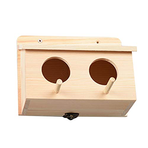 Schwenly Casita para pájaros de madera sin terminar, para colgar en el exterior, caja nido para periquitos, jaula para periquitos, casa de madera para loros, tortolitos,Color madera