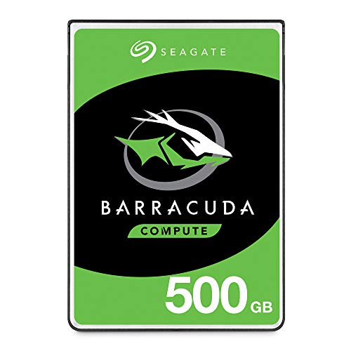 Seagate BarraCuda Pro, 500 GB, Disco duro interno de alto rendimiento, HDD, 2,5 in, SATA 6 Gb/s, 7200 r.p.m., caché de 128 MB para PC y portátil, recuperación de datos (ST500LM034)