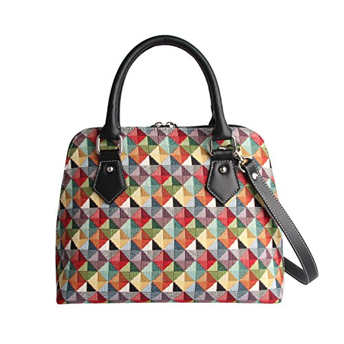 Signare tapiz mochila bandolera bolsos pequeños para mujer con diseño de patrón de moda (Colorido geométrico)