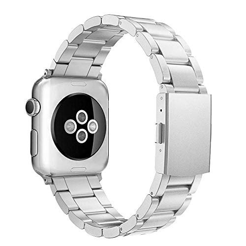 Simpeak Correa Compatible con Apple Watch 6/SE/5/4/3/2/1 Correa 42mm de Acero Inoxidable Reemplazo de Banda Compatible con iWatch Todos los Modelos 42mm, Plata