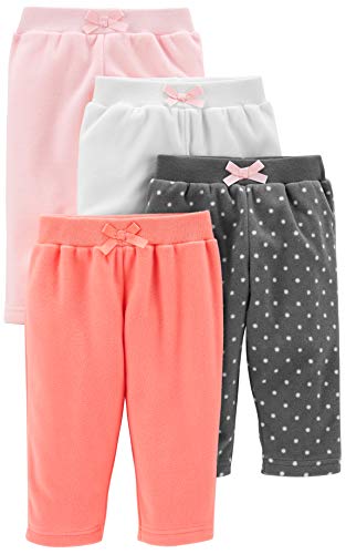Simple Joys by Carter's paquete de 4 pantalones de forro polar para niñas ,Pink/Navy Dot/Ivory ,18 Months