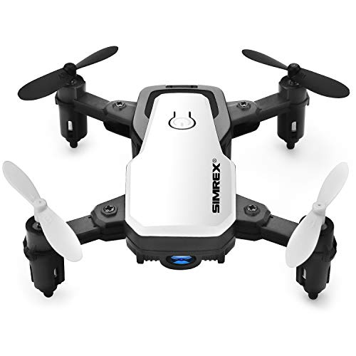 SIMREX X300C Mini Drone con cámara WiFi HD FPV Plegable RC Quadcopter RTF 4CH 2.4GHz Control Remoto sin Cabeza Control de altitud Super Easy Fly para Entrenamiento Blanco