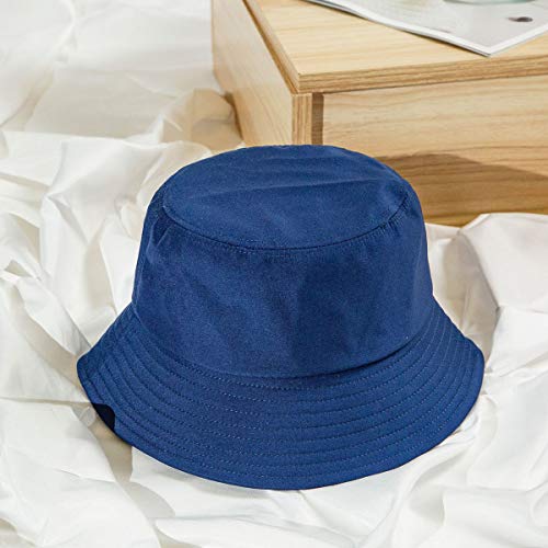 Sombrero de Pescador,Sombrero Pescador de Algodón Sombrero de Ala Ancha para Hombres Mujeres Libre Playa Acampar Viajar Azul