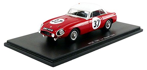 Spark – Miniatura de Coche MG MGB Le Mans 1964 (Escala 1/43, S5078, Rojo/Blanco