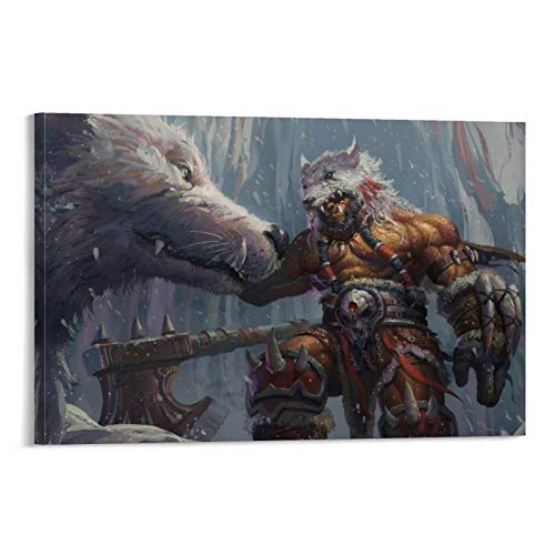 SSKJTC World of Warcraft Warlords of Draenor Juego Durotan Orco Guerrero Guerrero Baño Decoración de pared Arte Impresión 40 x 60 cm