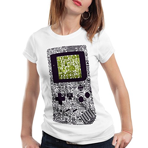 style3 8-bit Game Camiseta para Mujer T-Shirt Pixel Boy, Color:Blanco;Talla:2XL