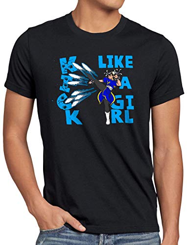 style3 Kick Like a Girl Camiseta para Hombre T-Shirt Final SNES ps3 ps4 Street Beat em up Arcade, Talla:S