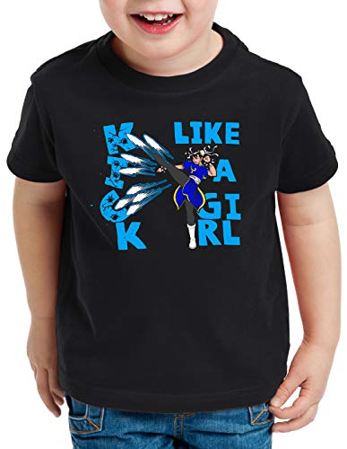 style3 Kick Like a Girl Camiseta para Niños T-Shirt Final SNES ps3 ps4 Street Beat em up Arcade, Talla:128