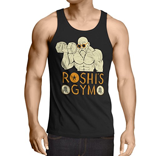 style3 Roshi Dragon Master Camiseta de Tirantes para Hombre Tank Top Turtle Ball, Talla:XL
