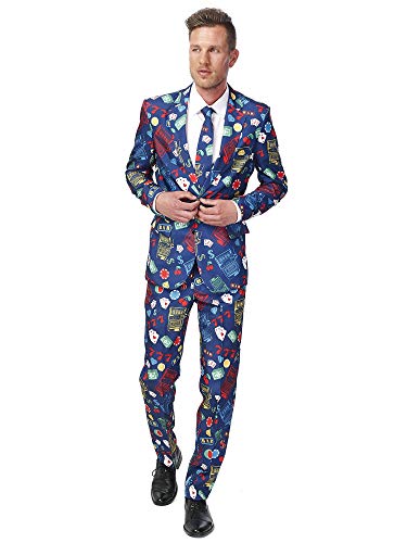 Suitmeister Men Suit Juego de Pantalones de Traje de Negocios, Casino Slot Machine, S para Hombre