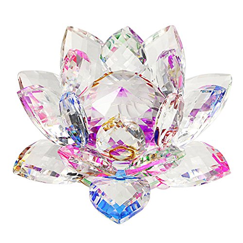 SUMNACON - Flor de loto de cristal para decoración de la casa, ideal como regalo para cumpleaños, fiestas (100 mm)
