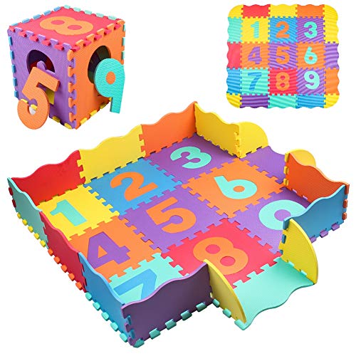 swonuk Alfombra Puzzle para Niños, alfombrilla de juguete de espuma sólida para rompecabezas de números, 25 Piezas Grueso (0.47 Pulgadas) para Decoración de la habitación de los niños(color aleatorio)