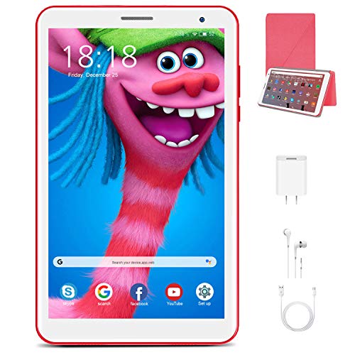 Tablet 8 Pulgadas Android 10.0 Quad Core DUODUOGO E8 WiFi Tablet para Niños 3GB RAM 32GB ROM/128GB Escalables Double Cámara Tablet PC Google GMS Netfilx Batería 5000mAh Juguete para Niños (Rojo)