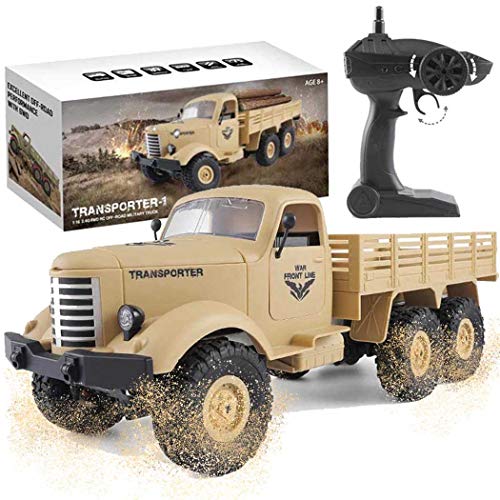 The perseids RC Military Truck, 1:16 Scale 2.4G 6WD Heavy Off-Road Vehicle Remote Control Truck, Full Proportion Army Car Toy para niños y Adultos (Amarillo)