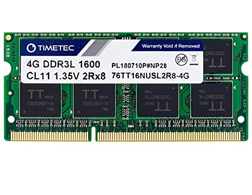 Timetec Hynix IC 4GB DDR3L 1600MHz PC3-12800 Unbuffered Non-ECC 1.35V CL11 2Rx8 Dual Rank 204 Pin SODIMM Portatil Memoria Principal Module Upgrade (4GB)