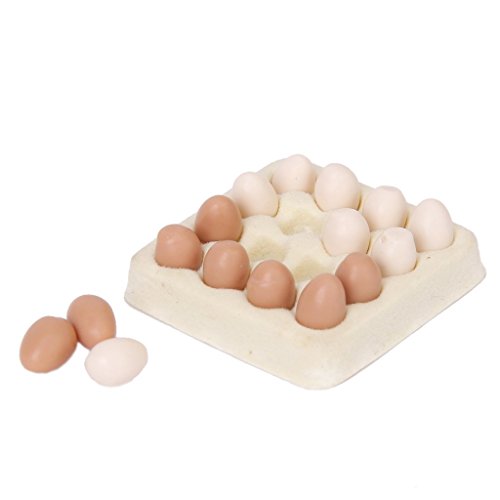 TOOGOO(R) Huevo en miniatura de casa de munecas 1/12 carton con 16pzs huevos casa de munecas