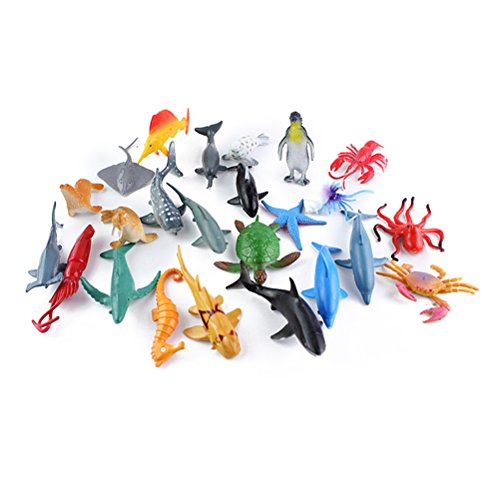 TOYMYTOY 24pcs plástico Sea Animal Figure Set Realistic Animal Toys Mini Sea Animal Party Favors para niños pequeños (Mix Model)