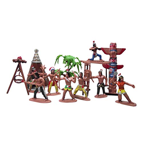 Toyvian 13 figuras indias de juguete de plástico modelo hombre indio, vaquero, salvaje, soldados, juguetes educativos, juguete para niños pequeños