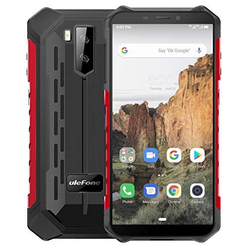 Ulefone Armor X3 Móvil Libre, Resistente IP68 Impermeable Smartphone de 5.5" (18:9) HD+ Android 9 Dual SIM, 2GB+32GB, Doble Cámara de 8MP + 2MP y 5MP,5000mAh Batería Face ID+GPS/Wi-Fi/Bluetooth (Rojo)