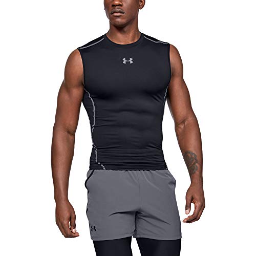 Under Armour UA HeatGear ARMOUR Sleeveless, Camiseta Sin Mangas Hombre, Negro (Black/Steel 001), XL