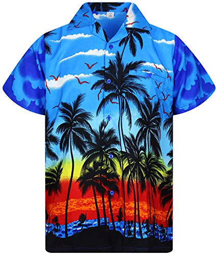 V.H.O. Funky Camisa Hawaiana, Beach, Azul, L