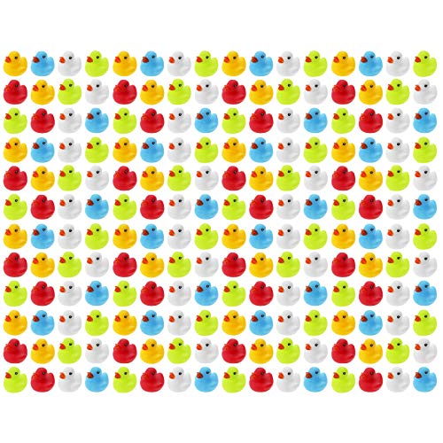 WELLGRO 192 patitos de goma multicolor, cada pato mide 5,5 x 5 cm (diámetro x altura), 5 colores mezclados – amarillo, rojo, blanco, azul y verde