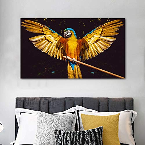 wZUN Carteles e Impresiones de Animales de pájaro Loro Dorado Pintura de decoración de Lienzo para Sala de Estar Pintura de decoración del hogar 60x80 Sin Marco