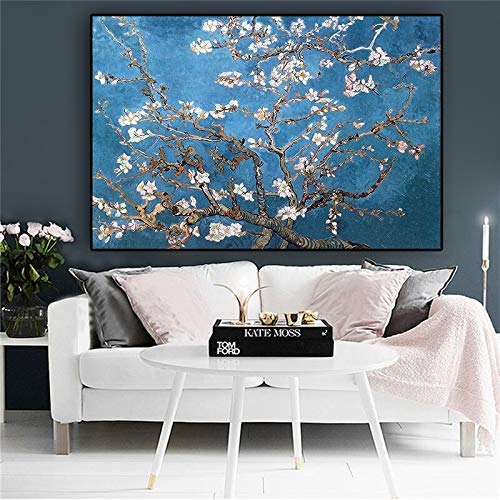 wZUN Pintura al óleo de Flor de Albaricoque sobre Lienzo, Carteles e Impresiones artísticos, Mural para Sala de Estar, 50x70 cm