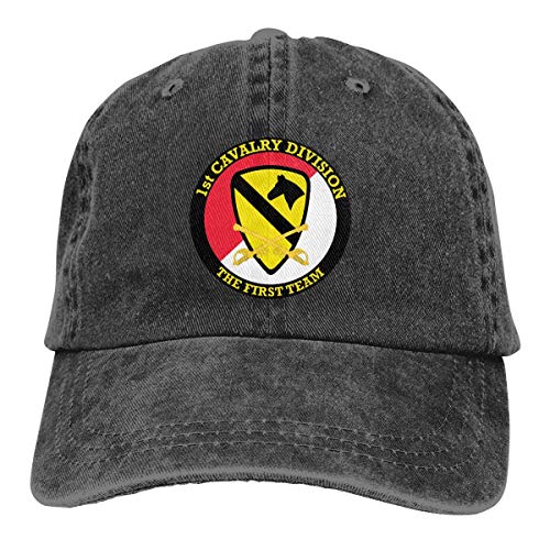 xcvbxdfg Unisex Denim Adult 1st Cavalry Division Jeans Caps Retro Style Adjustable Cap Headwear
