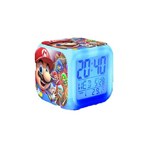 XINKANG Reloj Super Mario Mario Alarm Super Mary Mario Bros Colorido Brillante Alarma Reloj Regalo