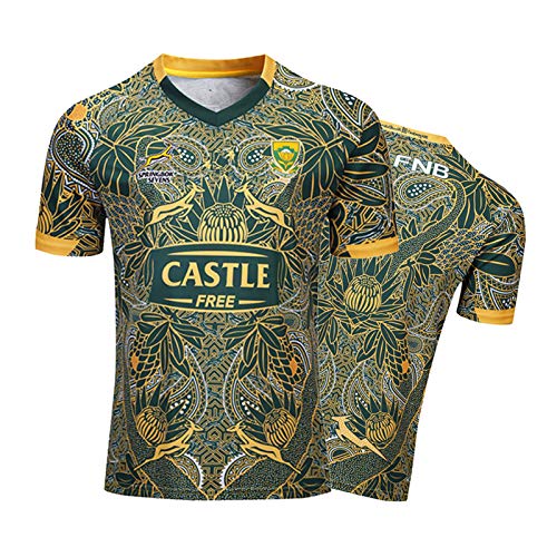 YINTE 2019-20 South Africa Springboks Rugby Jersey, Camiseta Gráfica De Algodón del Algodón De La Copa del Mundo De Los Hombres, Sudáfrica 100 Aniversario Fútbol De La Rop S