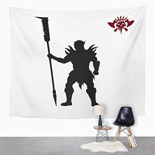 Y·JIANG - Tapiz de personaje de fantasía, diseño de lanza orco, armas de guerrero enojado, decoración para el hogar, dormitorio grande, manta para colgar en la pared de 203 x 152 cm