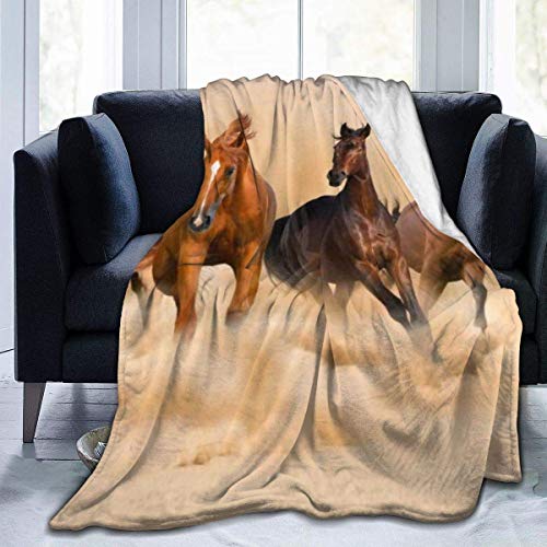 Yuanmeiju Micro Fleece Manta Throw Manta Running Horse In Desert Sand Storm Print Ultra-Soft Light Weight Cozy Warm Fluffy Plush Manta Microfiber For Bed Couch Chair Living Room Fall Winter 60x50 I