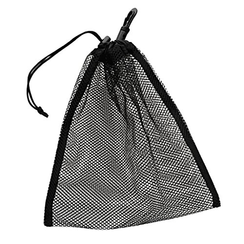 1 Pc de Portátil Bolsillo de Malla con Cierre de Cordón para Balones de Ping Pong Golf Tenis Squash Color Negro
